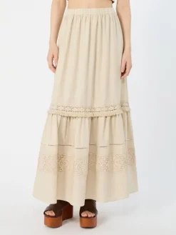 Long linen fabric skirt - SAND
