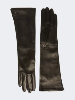 Long Nappa leather gloves - BLACK