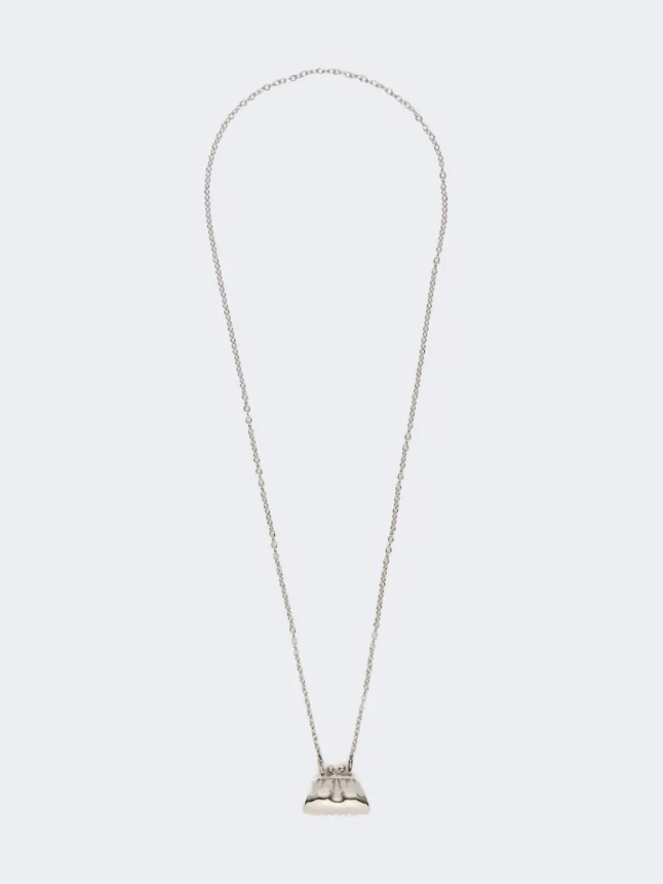 Long necklace with large Pasticcino Bag charm - SILVER