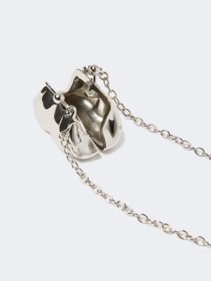 Long necklace with large Pasticcino Bag charm - SILVER