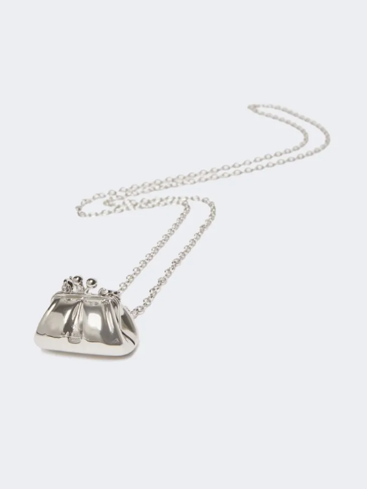 Long necklace with large Pasticcino Bag charm - SILVER