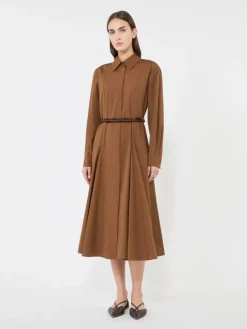 Long poplin shirt dress - CLAY