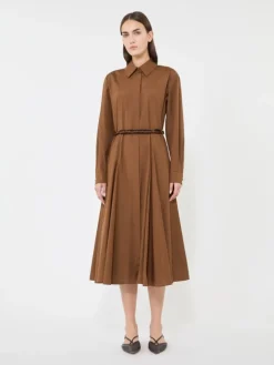 Long poplin shirt dress - CLAY