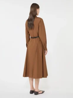 Long poplin shirt dress - CLAY