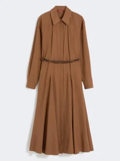 Long poplin shirt dress - CLAY
