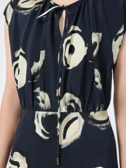 Long printed crepe de chine dress - ULTRAMARINE
