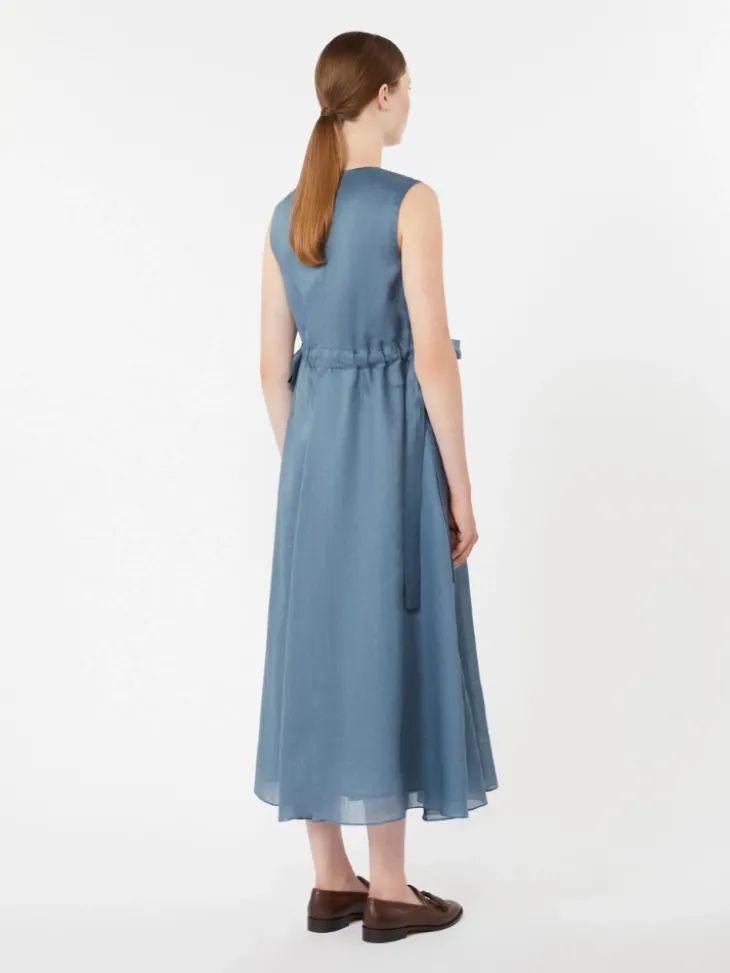 Long ramie dress - SKY BLUE