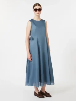 Long ramie dress - SKY BLUE