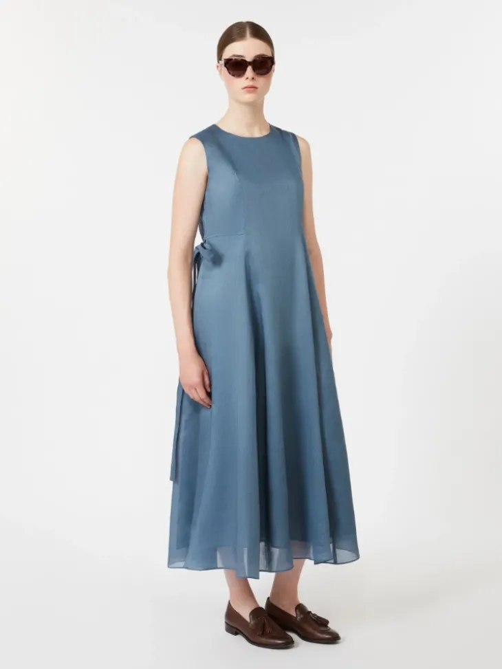 Long ramie dress - SKY BLUE