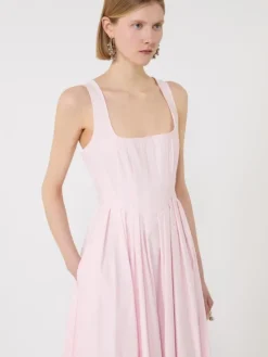 Long sleeveless pure cotton dress - PINK