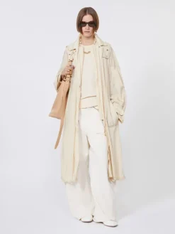 Long taffeta raincoat - VANILLA