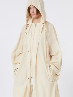 Long taffeta raincoat - VANILLA