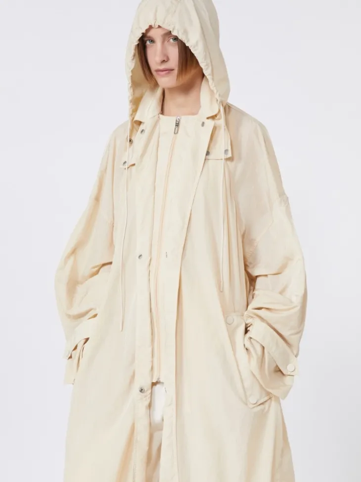 Long taffeta raincoat - VANILLA