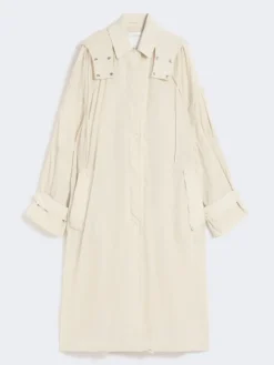 Long taffeta raincoat - VANILLA