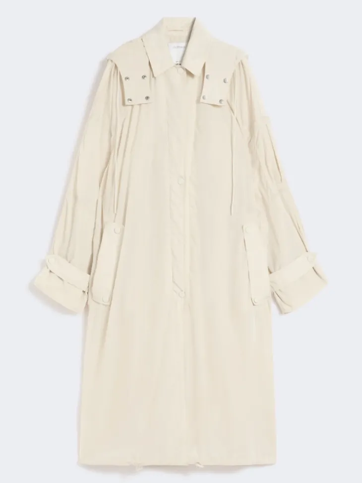 Long taffeta raincoat - VANILLA