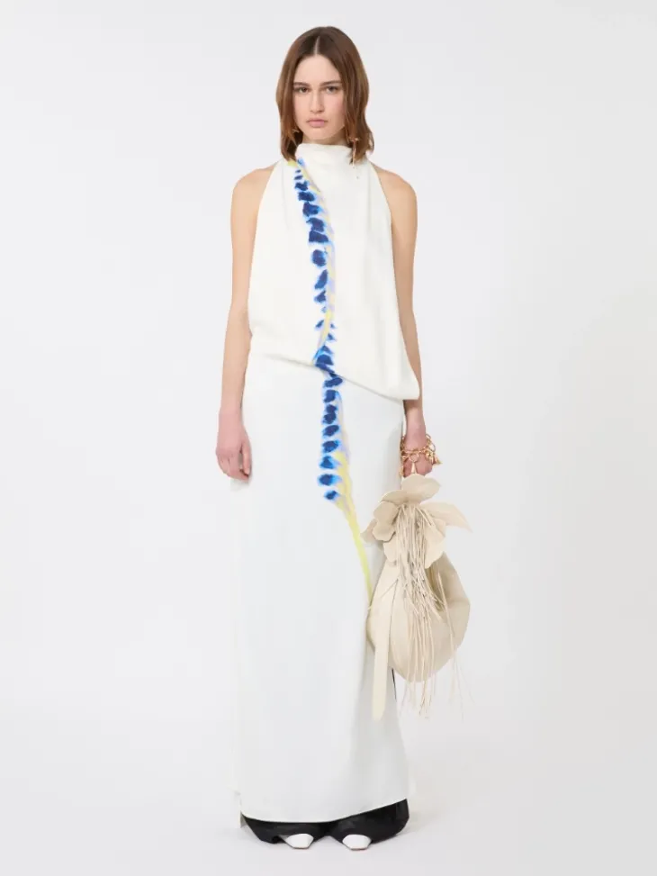 Long viscose dress - WHITE