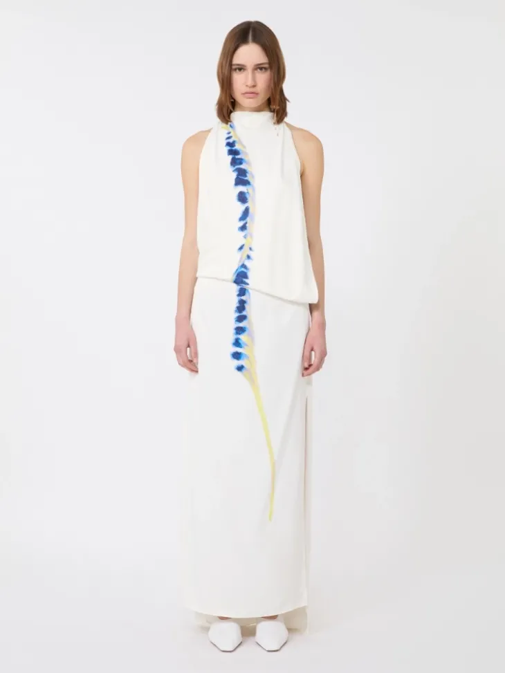 Long viscose dress - WHITE