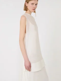 Long, viscose jersey dress - WHITE