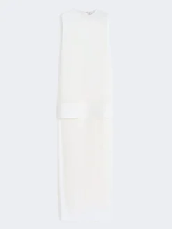 Long, viscose jersey dress - WHITE