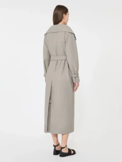 Long water-repellent cotton twill trench coat - MEDIUM GREY