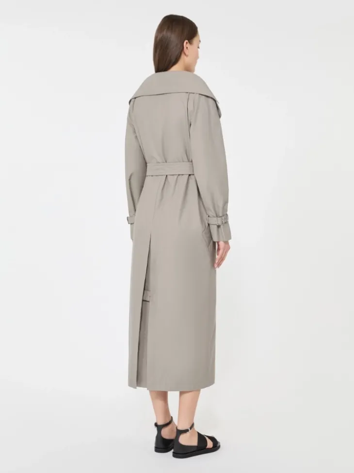 Long water-repellent cotton twill trench coat - MEDIUM GREY