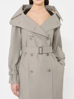Long water-repellent cotton twill trench coat - MEDIUM GREY
