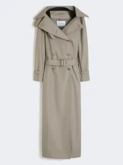 Long water-repellent cotton twill trench coat - MEDIUM GREY