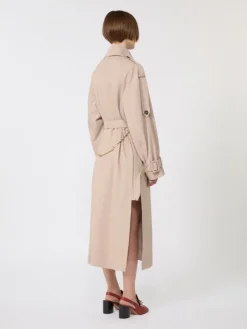 Long water-repellent twill trench coat - BEIGE