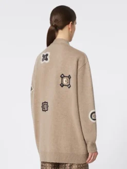 Long wool and cashmere cardigan - SAND