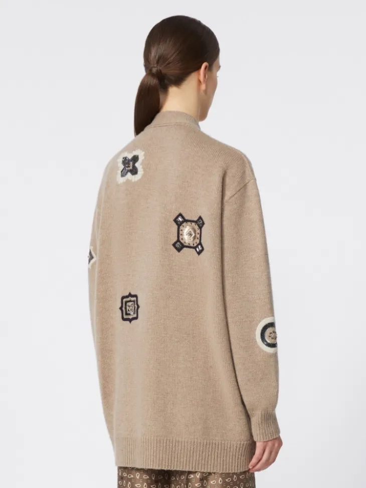 Long wool and cashmere cardigan - SAND
