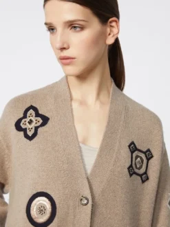 Long wool and cashmere cardigan - SAND