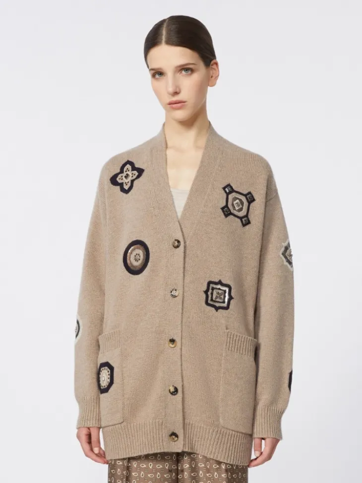 Long wool and cashmere cardigan - SAND