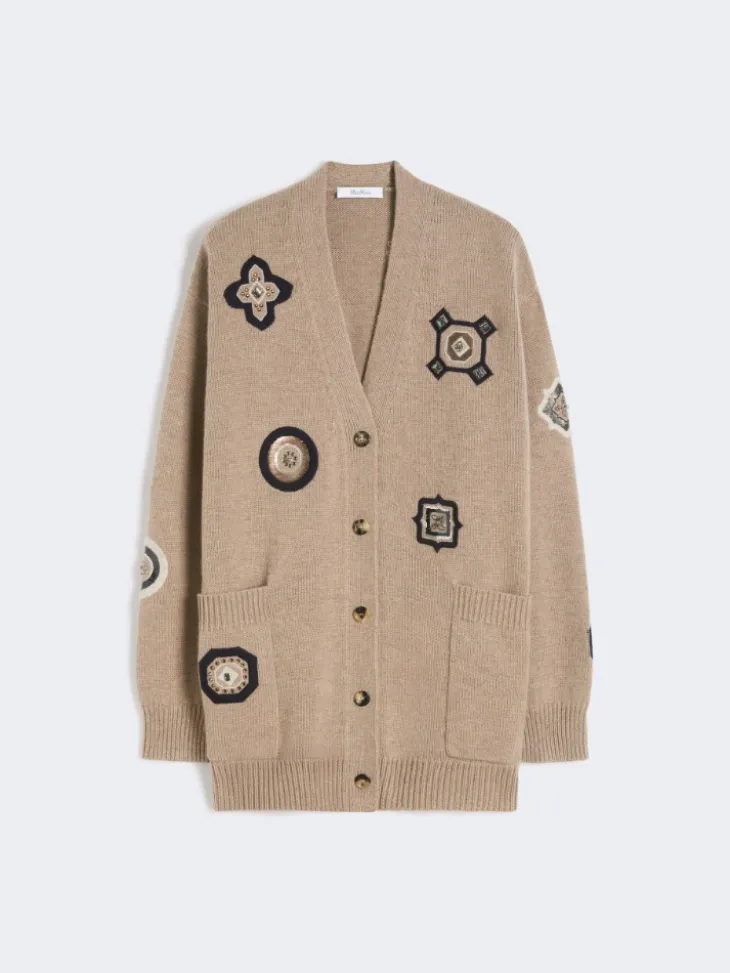 Long wool and cashmere cardigan - SAND