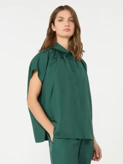 Loose shirt in habotai silk - DARK GREEN