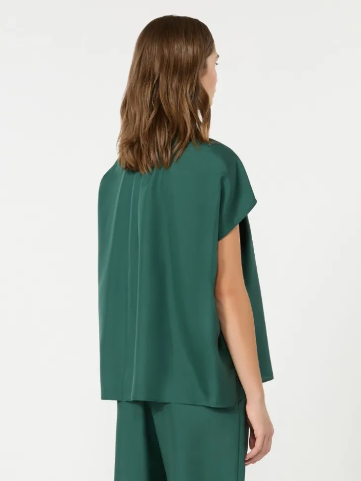 Loose shirt in habotai silk - DARK GREEN
