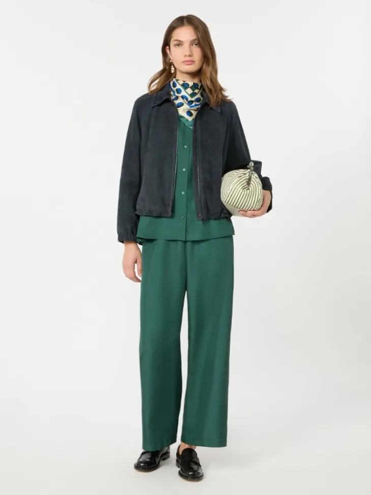 Loose shirt in habotai silk - DARK GREEN