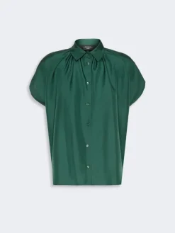 Loose shirt in habotai silk - DARK GREEN