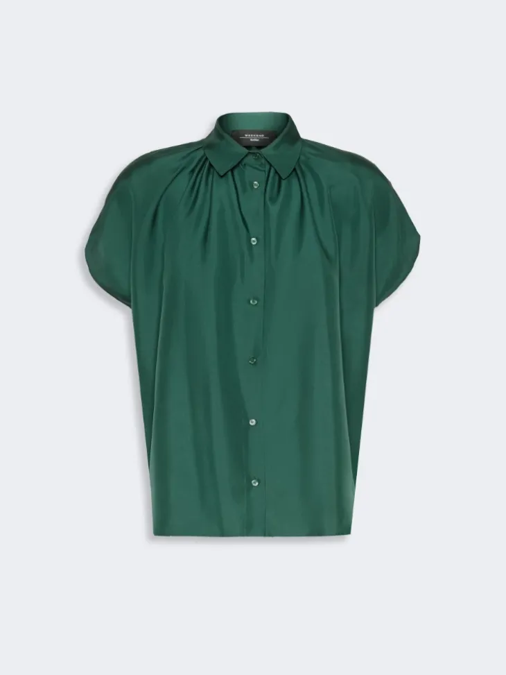 Loose shirt in habotai silk - DARK GREEN
