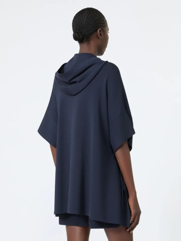 Loose, viscose crêpe cardigan - ULTRAMARINE