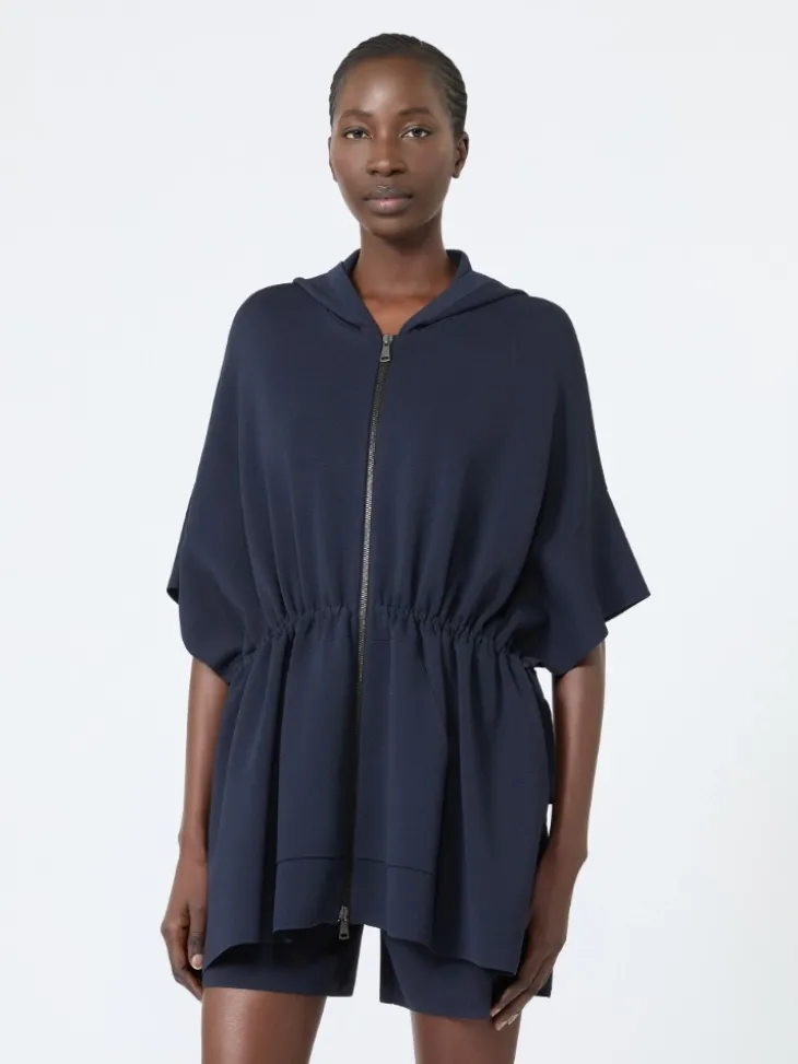Loose, viscose crêpe cardigan - ULTRAMARINE