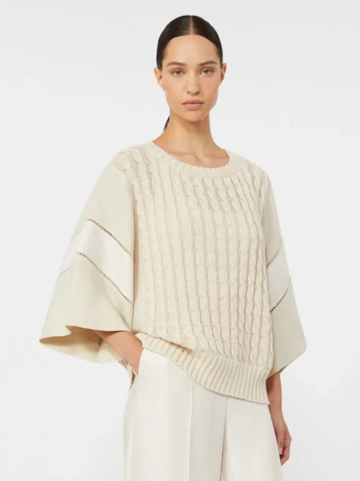 Loose-fit linen yarn sweater - BEIGE