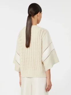 Loose-fit linen yarn sweater - BEIGE