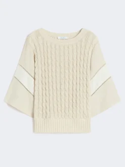 Loose-fit linen yarn sweater - BEIGE
