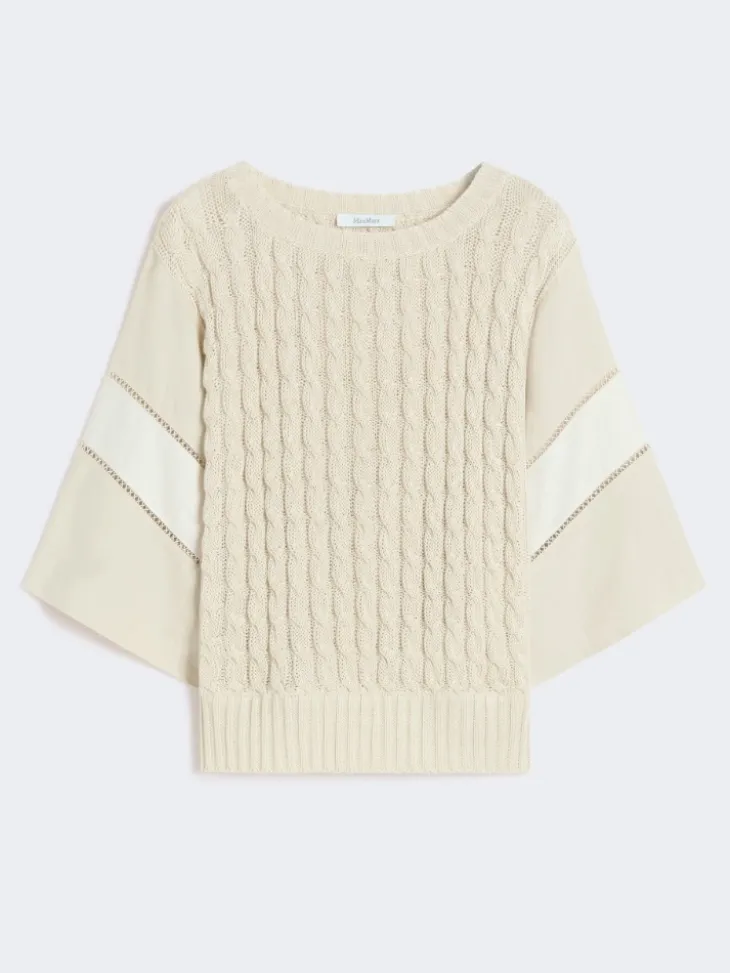 Loose-fit linen yarn sweater - BEIGE