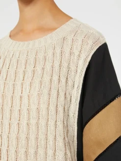 Loose-fit linen yarn sweater - BEIGE