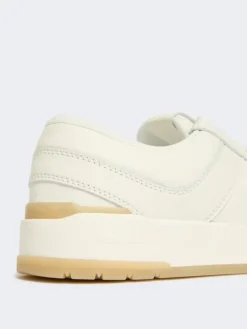 Low-top trainers in tumbled leather - WHITE