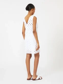 Macramé jersey A-line dress - OPTICAL WHITE
