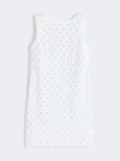 Macramé jersey A-line dress - OPTICAL WHITE