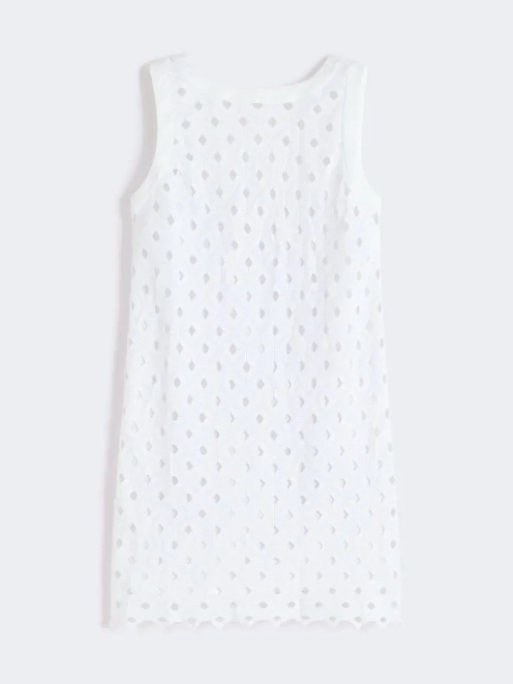 Macramé jersey A-line dress - OPTICAL WHITE