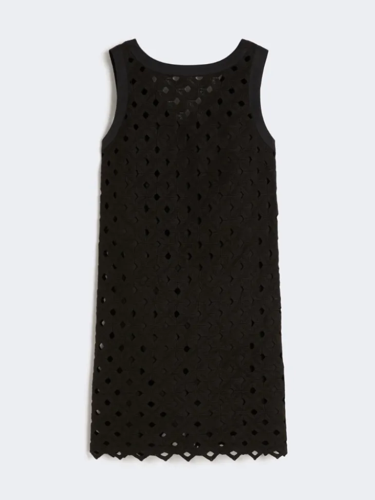 Macramé jersey A-line dress - BLACK